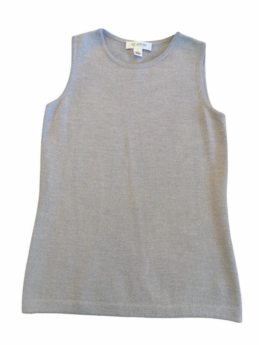 St. John Collection Sleeveless Knit Shell Top Gray Petite P Classic Sweater